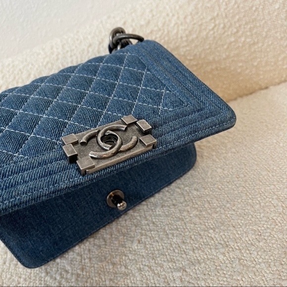 Chanel Denim Blue Quilted Small Boy Flap Purse Crossbody - Picture 6 of 16